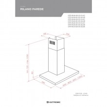 Coifa de Teto Ilha Milano 80cm 127v/220v em Inox Elettromec